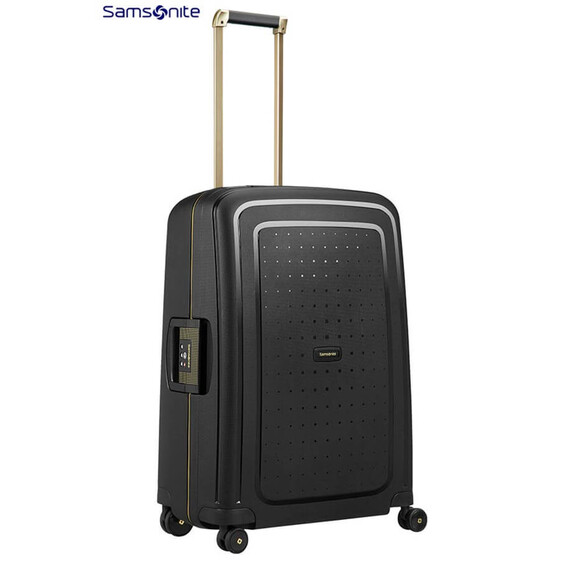 Samsonite Mala/Trolley de Viagem Médio 69cm 4 Rodas Spinner S’CURE DLX Black/Gold Deluscious  - Ref. 92U4400129