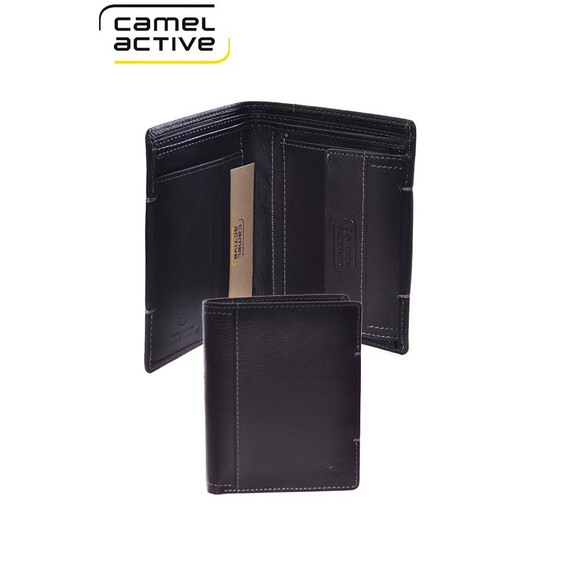 Camel Active Carteira Porta-Notas Vertical com Porta-Moedas DOMINGO Preta | Ref. 9124570660