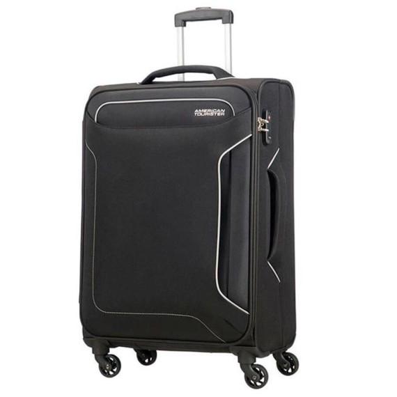 American Tourister Mala/Trolley de Viagem Médio 67cm 4 Rodas Spinner HOLIDAY HEAT Preto | Ref. 9250G00509