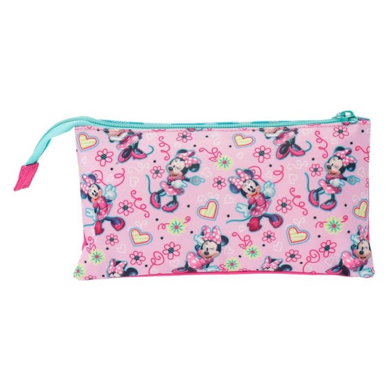 Estojo Escolar 3 Compartimentos MINNIE HEART Rosa - Ref. 186.2374361(3)