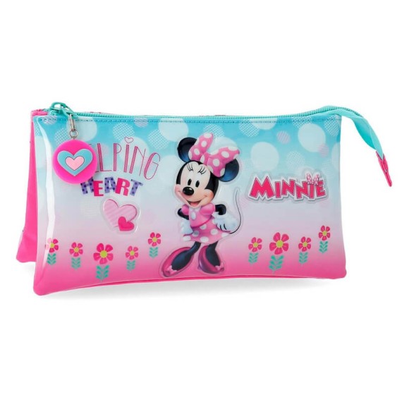 Estojo Escolar 3 Compartimentos MINNIE HEART Rosa - Ref. 186.2374361