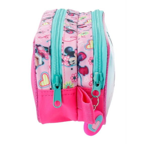Estojo Escolar Duplo Compartimento MINNIE HEART Rosa - Ref. 186.2374261(3)