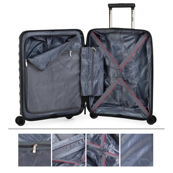 Jaslen Mala/Trolley de Cabine 54cm 4 Rodas Spinner DUBLIN Preto - Ref. 237.16100004A(4)