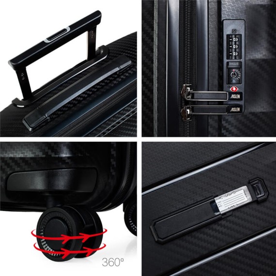 Jaslen Mala/Trolley de Cabine 54cm 4 Rodas Spinner DUBLIN Preto - Ref. 237.16100004A(5)