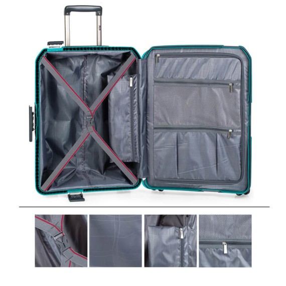 Jaslen Mala/Trolley de Viagem Média 64cm 4 Rodas Spinner LONDRES Turquesa - Ref. 237.16110002A(7)