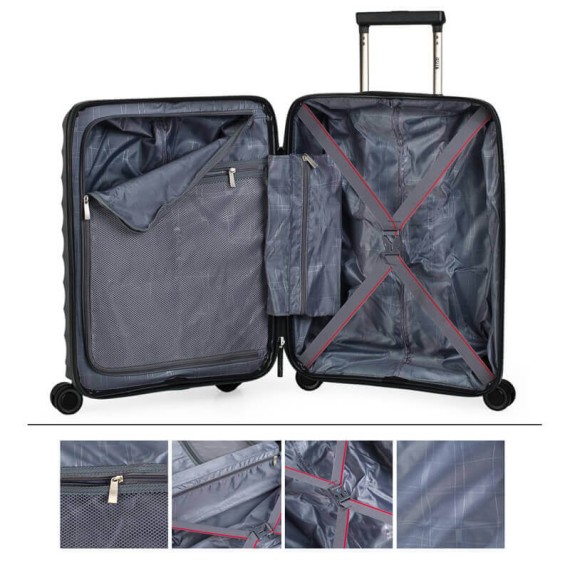 Jaslen Mala/Trolley de Viagem Médio 66cm 4 Rodas Spinner DUBLIN Preto - Ref. 237.16100004B(4)