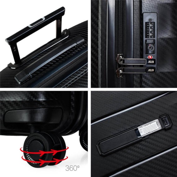 Jaslen Mala/Trolley de Viagem Médio 66cm 4 Rodas Spinner DUBLIN Preto - Ref. 237.16100004B(5)