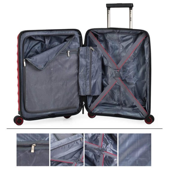 Jaslen Mala/Trolley de Viagem Médio 66cm 4 Rodas Spinner DUBLIN Vermelho - Ref. 237.16100006B(5)