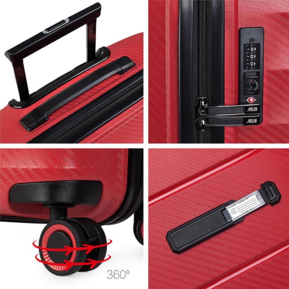 Jaslen Mala/Trolley de Viagem Médio 66cm 4 Rodas Spinner DUBLIN Vermelho - Ref. 237.16100006B(6)