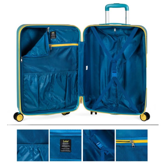 Lois Mala/Trolley de Viagem Médio 66cm 4 Rodas Spinner ZION Azul - Ref. 237.17110001B(8)