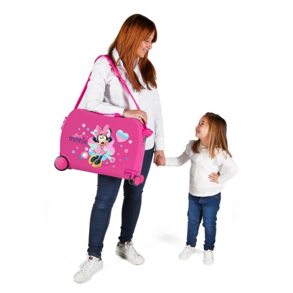 Mala Infantil ABS com 4 Rodas MINNIE Love Rosa