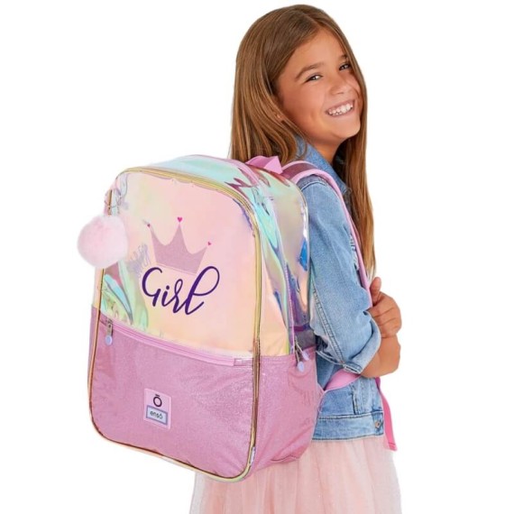 Mochila Escolar 43cm Enso SUPER GIRL Rosa | Ref. 186.9312361