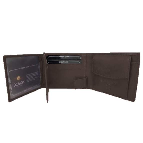 Carteira de Homem Doggy Horizontal com Porta Moedas RFID LUXLINE Castanho | Ref. 86.A101C