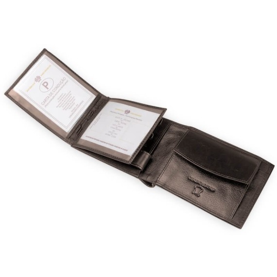 Carteira de Homem Doggy Horizontal com Porta Moedas RFID LUXLINE Castanho | Ref. 86.A135C