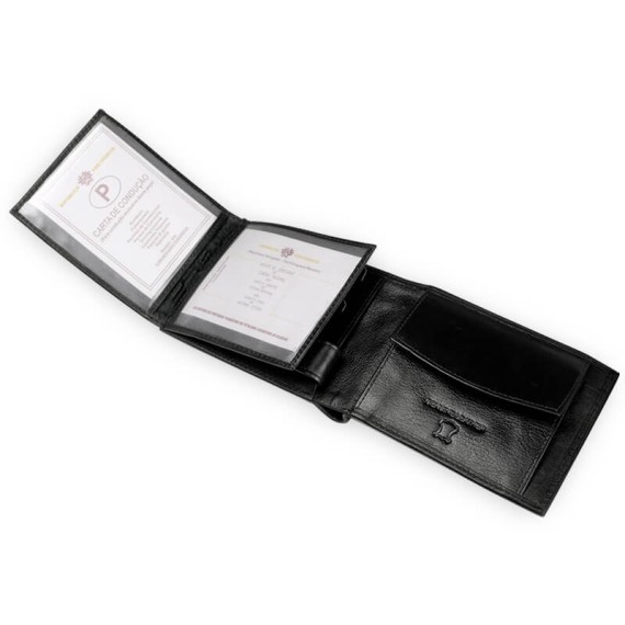 Carteira de Homem Doggy Horizontal com Porta Moedas RFID LUXLINE Preto | Ref. 86.A135P