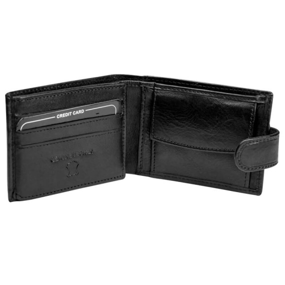 Carteira de Homem Doggy Horizontal com Porta Moedas RFID LUXLINE Preto | Ref. 86.A169P