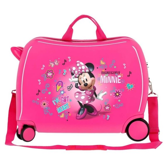 Mala Viagem Infantil 4 Rodas Minnie Stickers Rosa | Ref. 186. 23398E1