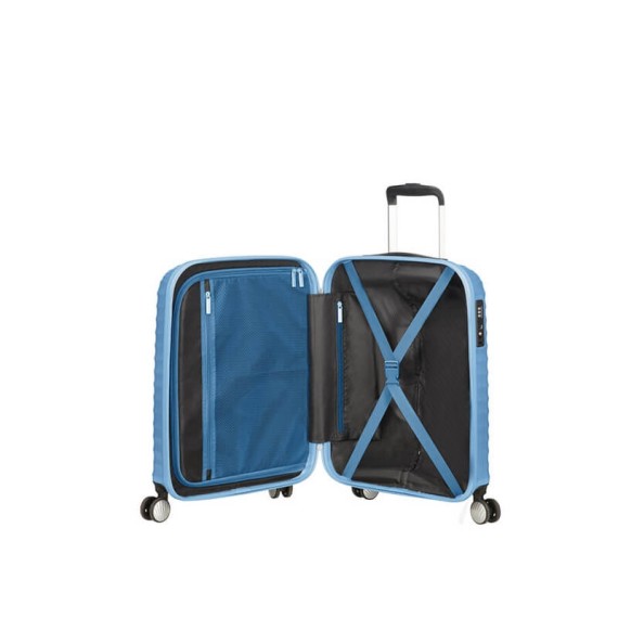 American Tourister Mala/Trolley de Cabine 55cm 4 Rodas Spinner JETGLAM Azul Claro Metálico | Ref. 9271G00171