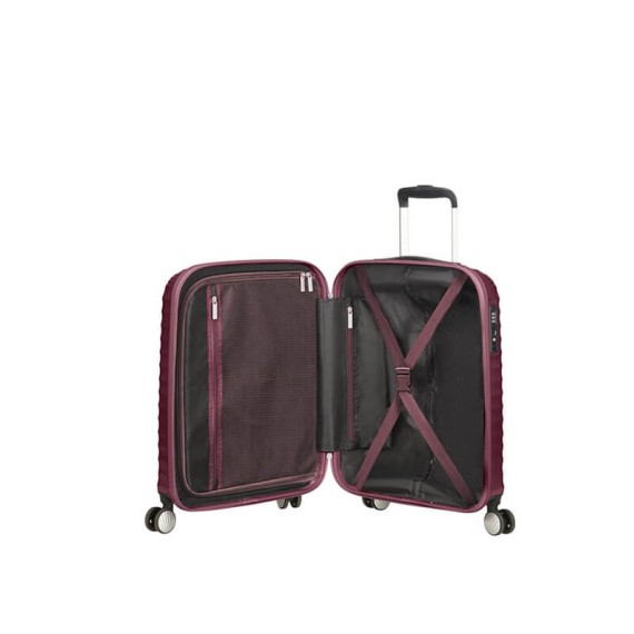 American Tourister Mala/Trolley de Cabine 55cm 4 Rodas Spinner JETGLAM Bordô Metálico | Ref. 9271G00191