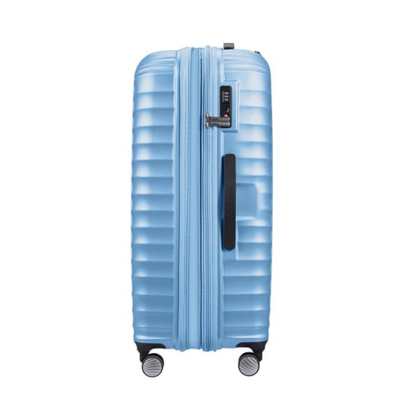 American Tourister Mala/Trolley de Viagem Grande 77cm 4 Rodas Spinner Expansível JETGLAM Azul Claro Metálico | Ref. 9271G00371 American Tourister Mala/Trolley de Viagem Grande 77cm 4 Rodas Spinner Expansível JETGLAM Azul Claro Metálico | Ref. 9271G00371