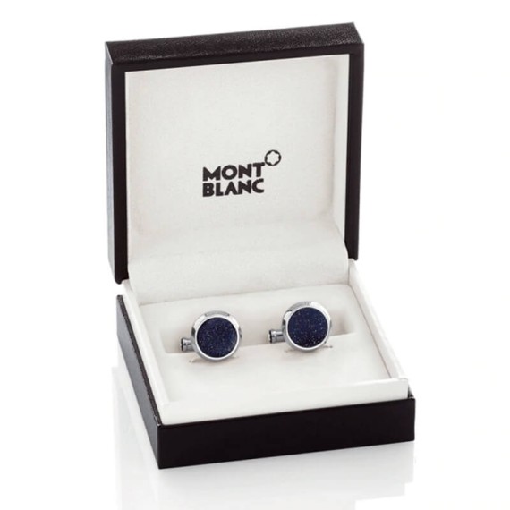 Botões de Punho Montblanc Redondos Azul/Prata | Ref. 238.112906
