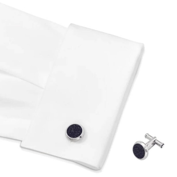 Botões de Punho Montblanc Redondos Azul/Prata | Ref. 238.112906