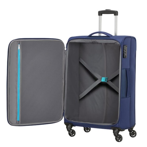 American Tourister Mala de Viagem / Trolley Médio 68cm 4 Rodas HEAT WAVE Azul | Ref. 9295G00341