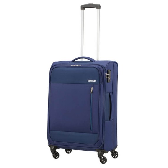 American Tourister Mala de Viagem / Trolley Médio 68cm 4 Rodas HEAT WAVE Azul | Ref. 9295G00341