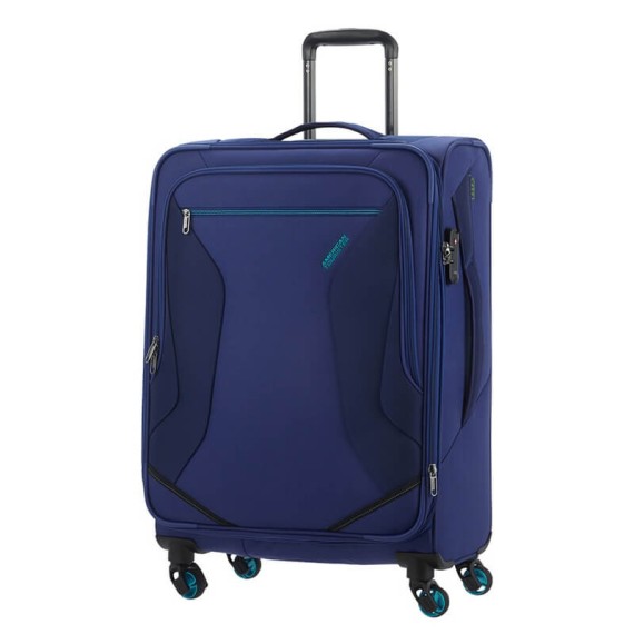 American Tourister Mala/Trolley de Viagem Médio 67cm 4 Rodas Spinner Expansível ECO WANDERER Azul Marinho | Ref. 9283G00241