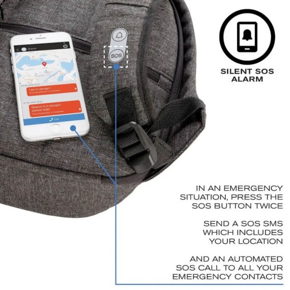 XD DESIGN Mochila Anti-Roubo Cathy com Alarme Azul | Ref. 309.P705215