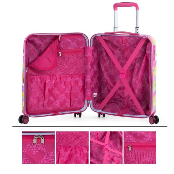 Mala de Cabine / Trolley 55cm 4R AGATHA RUIZ DE LA PRADA Corazones Fuschia | Ref. 237.13115001