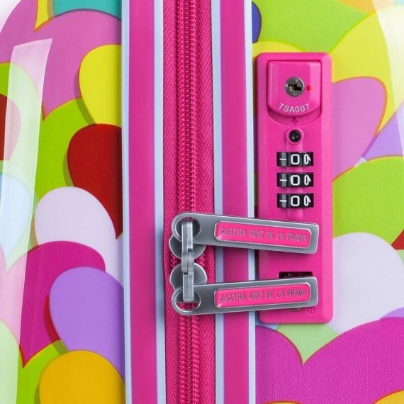 Mala de Viagem / Trolley Médio 67cm 4R AGATHA RUIZ DE LA PRADA Corazones Fuschia | Ref. 237.13116001