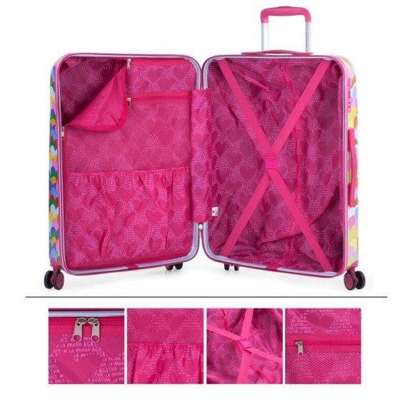 Mala de Viagem / Trolley Médio 67cm 4R AGATHA RUIZ DE LA PRADA Corazones Fuschia | Ref. 237.13116001