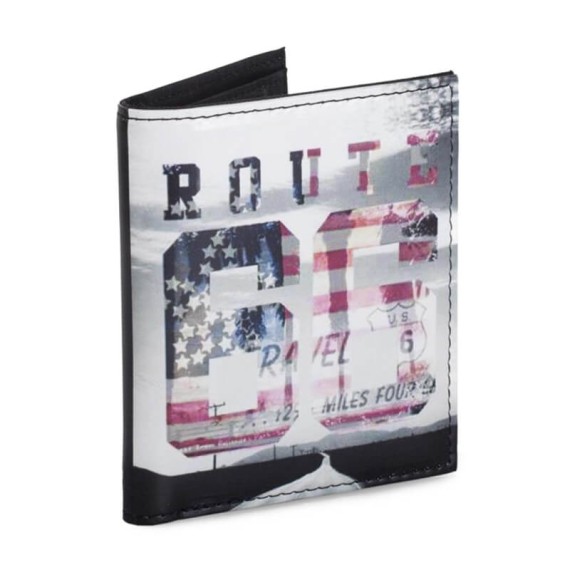 Carteira Porta-Notas Vertical com Porta-Moedas ROUTE 66 Preto  | Ref. 237.R1210601