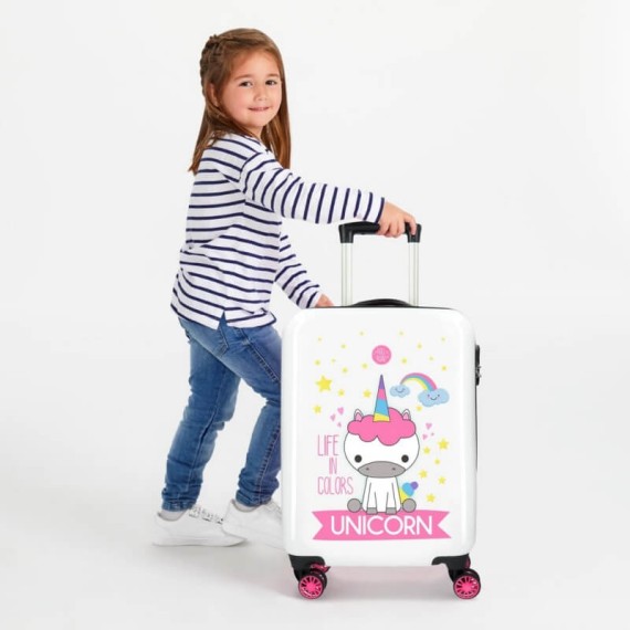 Roll Road Mala/Trolley de Cabine 55cm 4 Rodas Spinner LITTLE ME UNICORN Rosa | Ref. 186.4741464