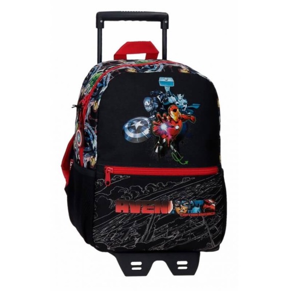 Mochila Pré-Escolar Adaptável 32cm c/ Carro Avengers ARMOUR UP Preto | Ref. 186.20922T1