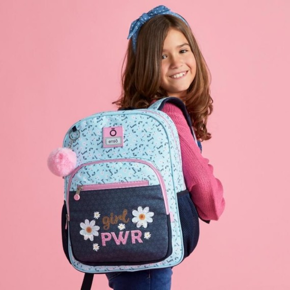 Mochila Escolar Adaptável 38cm Enso GIRL POWER Azul | Ref. 186.90222D1