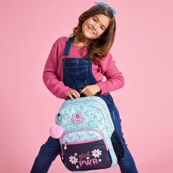 Mochila Escolar Adaptável 38cm Enso GIRL POWER Azul | Ref. 186.90222D1