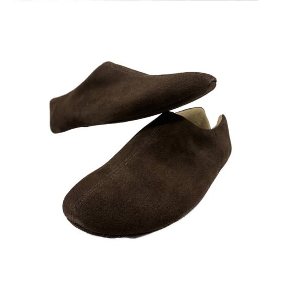 Chinelos de Quarto em Pele Castanho Tamanho 46 | Ref. 226.2157C46