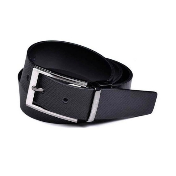 Cinto Miguel Bellido Reversível em Pele 105cm Preto Liso/Preto Gravado | Ref. 243.4210PL/PG105