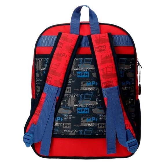 Mochila Escolar Adaptável 38cm Cars ROCKET RACING Vermelha/Azul | Ref. 186.20823D1