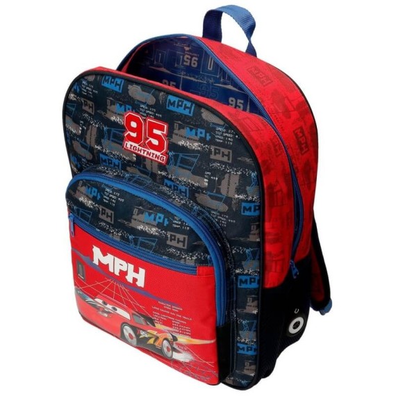 Mochila Escolar Adaptável 38cm Cars ROCKET RACING Vermelha/Azul | Ref. 186.20823D1
