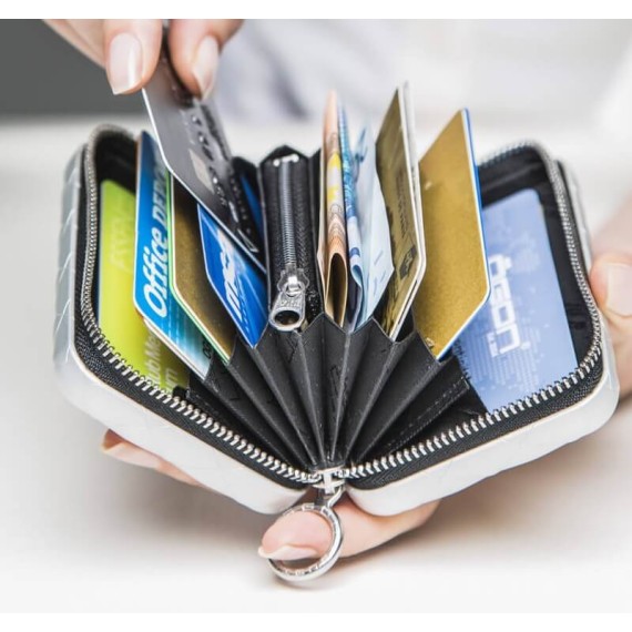 Carteira Ögon Quilted Zipper Card Holder RFID Safe Cinzenta | Ref. 314.OG09196