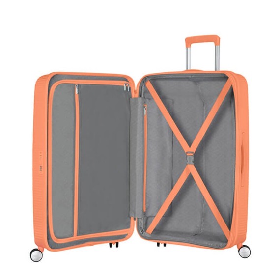 American Tourister Mala/Trolley de Viagem Grande 77cm 4 Rodas Spinner Expansível SOUNDBOX Cantaloupe | Ref. 9232G00396