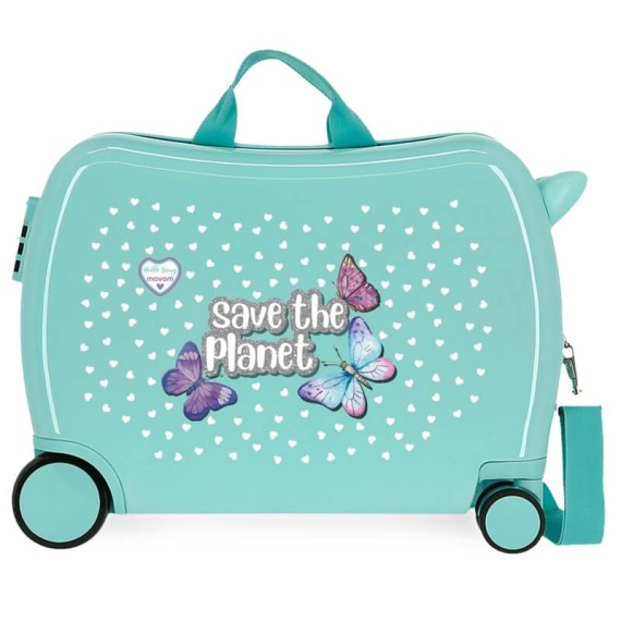Mala de Viagem Infantil ABS 4 Rodas Movom SAVE THE PLANET Verde | Ref. 186.2019821