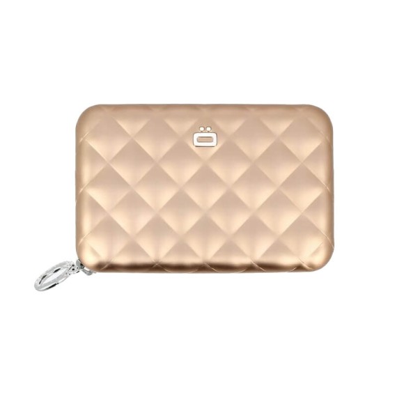 Ögon Carteira Quilted Zipper Card Holder RFID Safe Rosa Dourado – QZ-Rosa Dourado | Ref. 314.OGQZ-RG