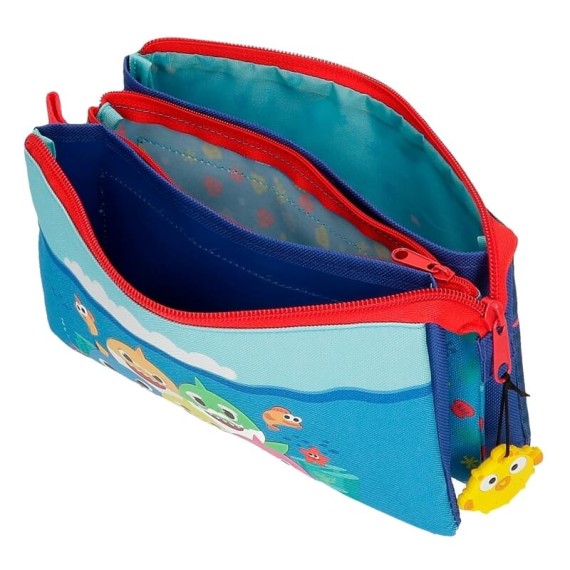 Estojo Escolar Triplo Compartimento Baby Shark HAPPY FAMILY Azul | Ref. 186.2124321