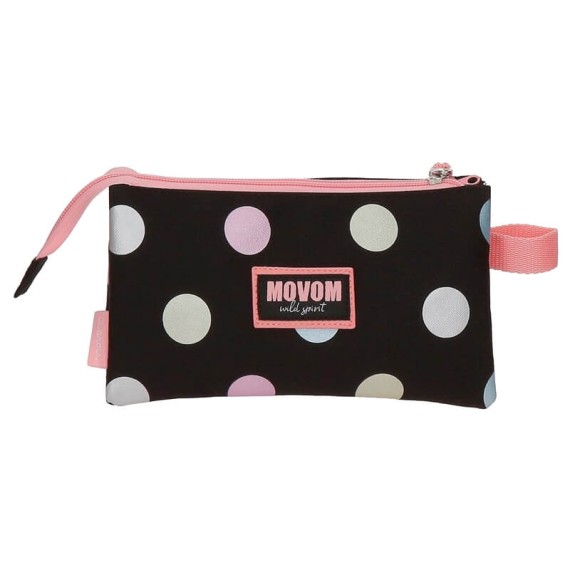Estojo Escolar Triplo Compartimento Movom FREE DOTS Preto | Ref. 186.3064321