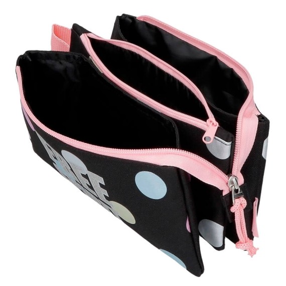 Estojo Escolar Triplo Compartimento Movom FREE DOTS Preto | Ref. 186.3064321