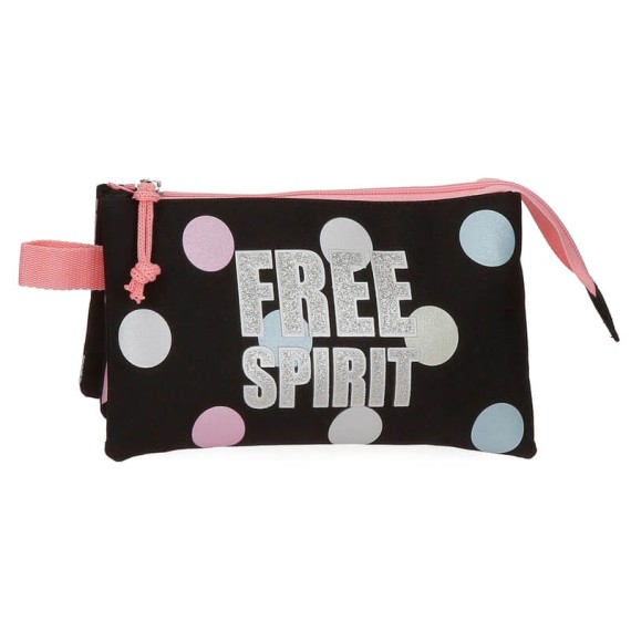 Estojo Escolar Triplo Compartimento Movom FREE DOTS Preto | Ref. 186.3064321